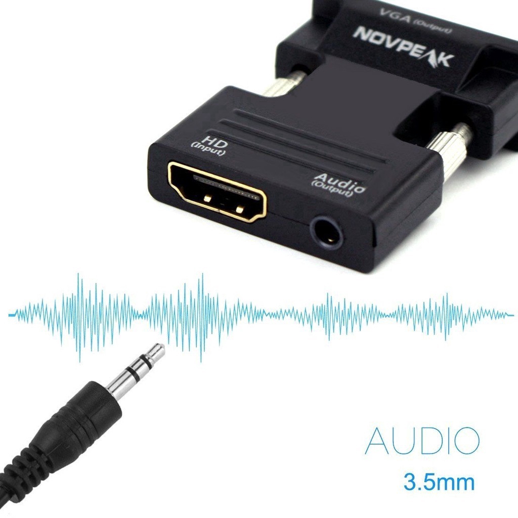 Đầu chuyển đổi HDMI sang VGA 3.5mm hỗ trợ 1080P kèm cáp âm thanh