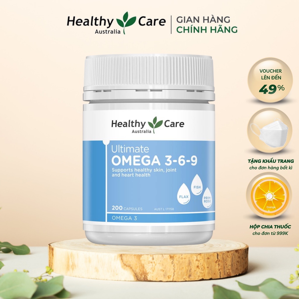 Viên Uống Hỗ Trợ Tim Mạch Và Huyết Áp Healthy Care Ultimate Omega 3, 6, 9 Ultimate 200 Viên