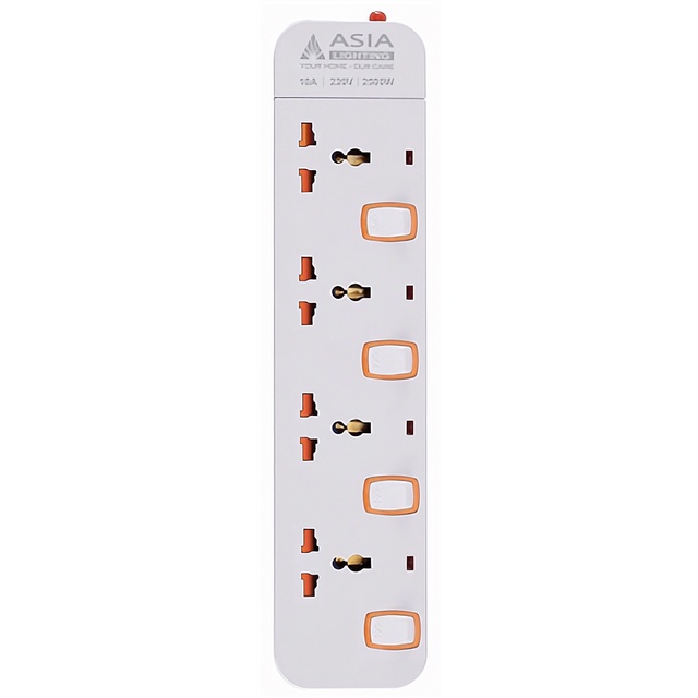 Ổ cắm điện Asia Lighting có cổng usb đa năng thông minh 5 ổ cắm 3 chấu dây dài 5m chịu tải công tắc đèn báo riêng từ ổ