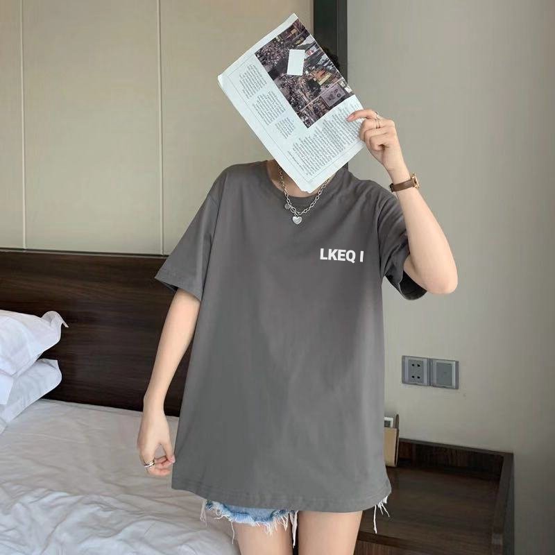 Áo thun nam nữ unisex tay lỡ phông form rộng LKEQ teen cổ tròn oversize cotton giá rẻ màu đen trắng tee pull freesize
