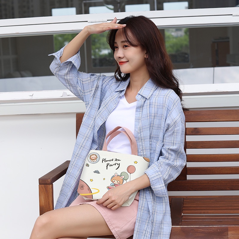 Túi Vải Xách Tay Mùa Hè In Họa Tiết Dễ Thương Phong Cách Hàn Quốc Cho Nữ