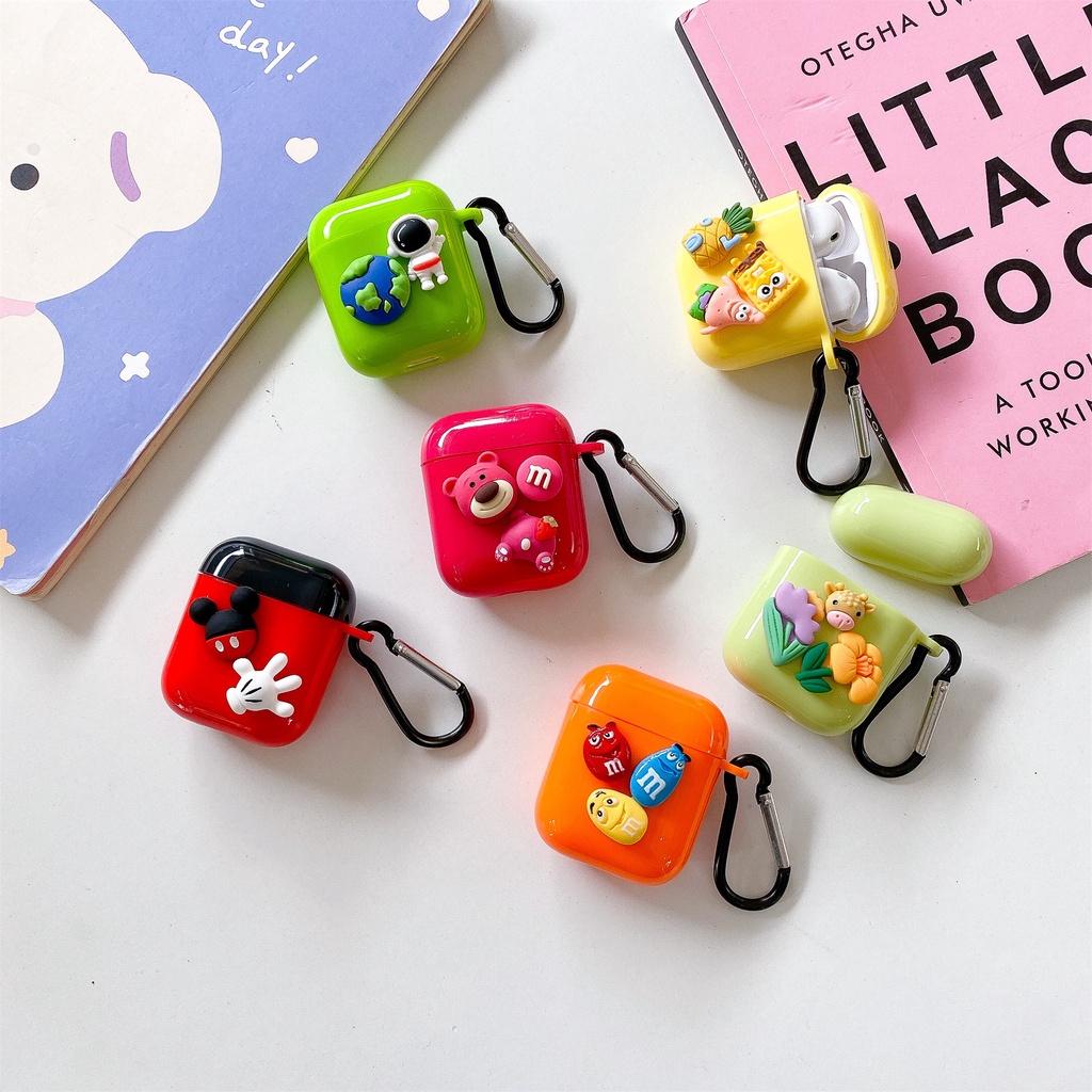 Vỏ Bảo Vệ Hộp Sạc Tai Nghe Bluetooth Không Dây airpods 1/2/pro Họa Tiết Hoạt Hình Dễ Thương DIY