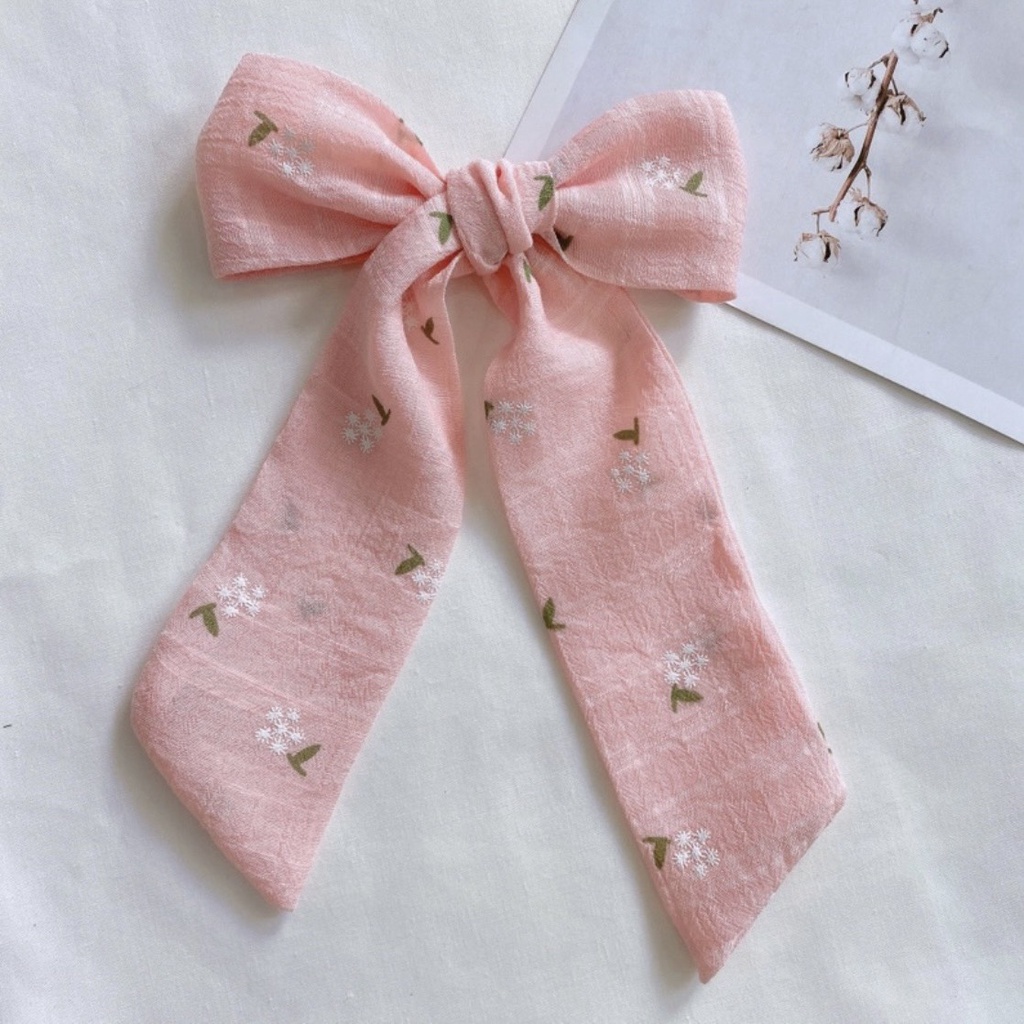 [Handmade] Kẹp tóc nữ phong cách retro, vintage nơ đuôi dài cho tóc thêm xinh