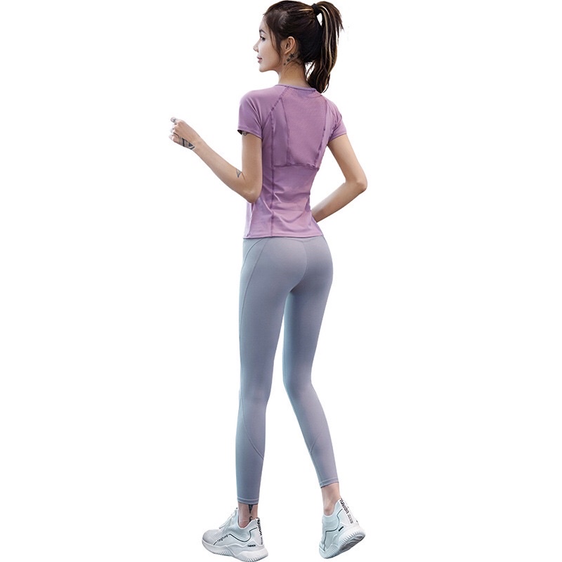Áo tập GYM YOGA nữ cổ phối lưới siêu dễ thương (Mới)