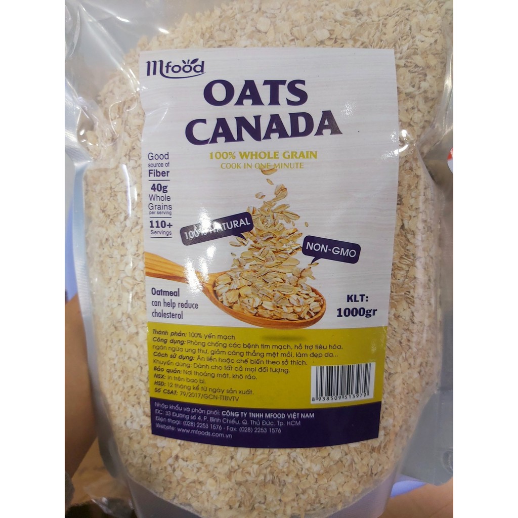 Hạt Yến Mạch Canada Mfood Túi 1kg ( Cán Vỡ)