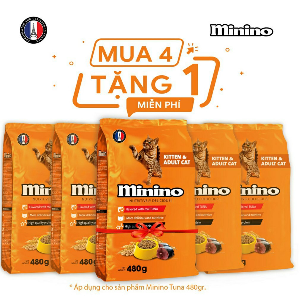 HOT!!! MUA 4 TẶNG 1 - COMBO MININO TUNA FLAVORED 480 GRAM- DATE XA: 1/ 2021