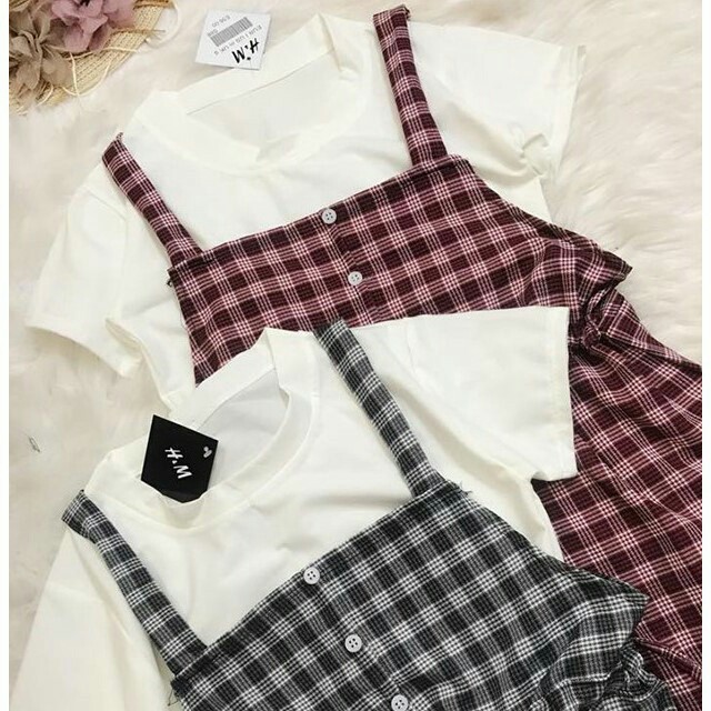 Váy yếm kẻ caro 2 dây buộc bụng dáng dài ulzzang thời trang hàn quốc/ Yếm suông họa tiết kẻ sọc thời trang nữ_kudoshop | BigBuy360 - bigbuy360.vn