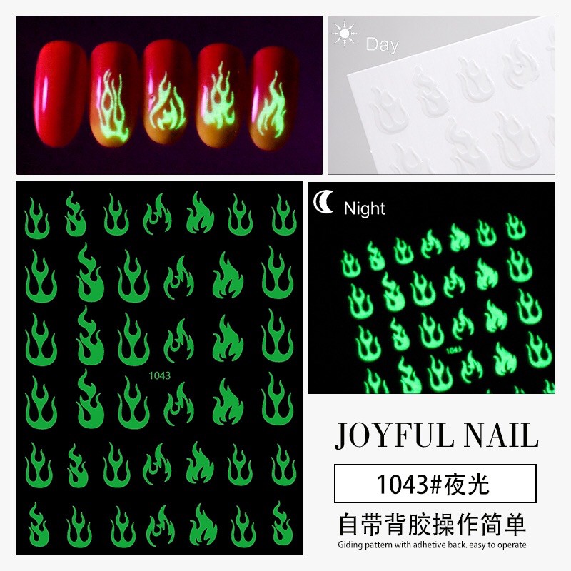 sticker dạ quang dán móng tay nail