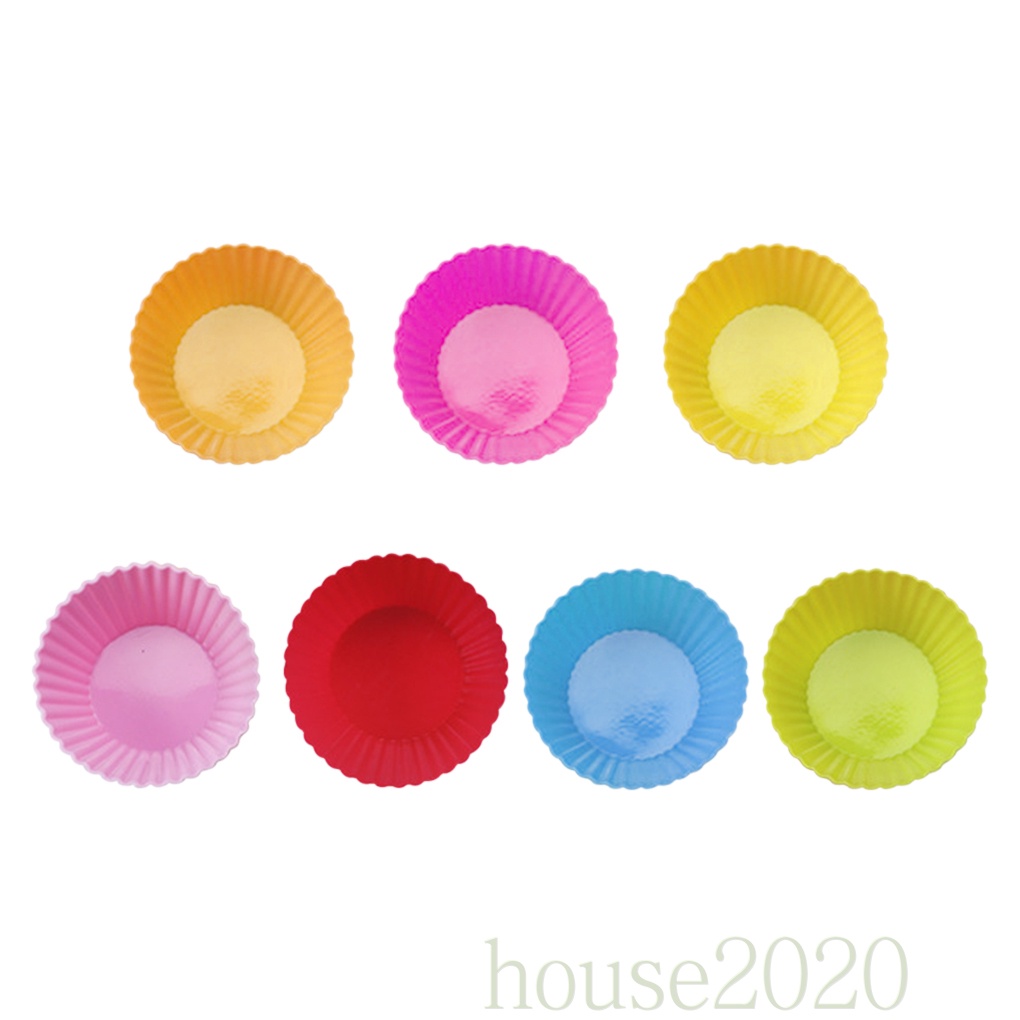 Khuôn Làm Bánh Cupcake / Socola Hình Tròn Bằng Silicon Chống Dính Diy Màu Sắc Ngẫu Nhiên 2020