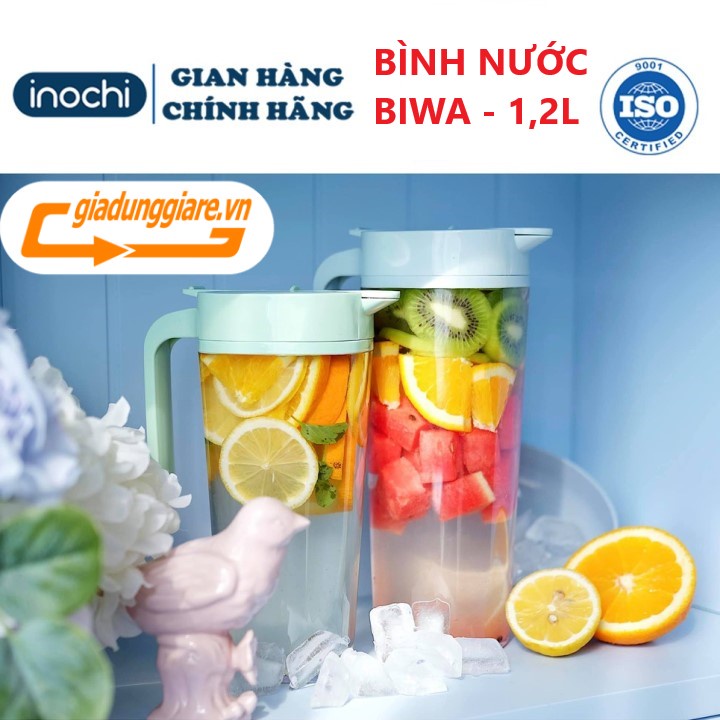 Bình nước Biwa 1200ml INOCHI sản xuất từ chất liệu nhựa AS nguyên sinh an toàn, bền và đặc biệt không gây độc hại