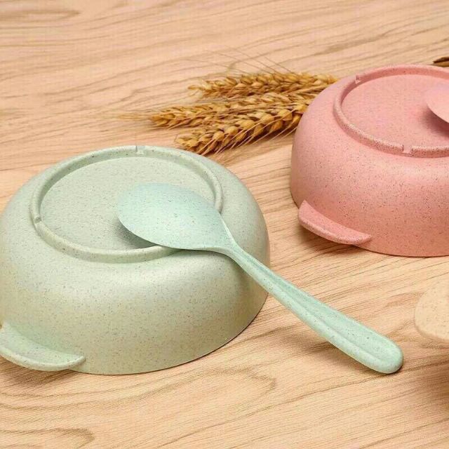 Bộ chén muỗng ăn dặm bằng lúa mạch chính hãng Bowl