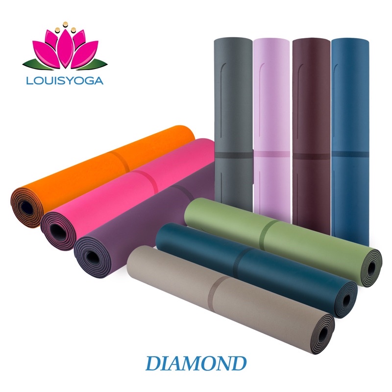 Thảm tập yoga cao su cao cấp LOUIS DIAMOND 183x68x0.5cm định tuyến - Chất liệu cao su chống thấm, chống trơn, trượt