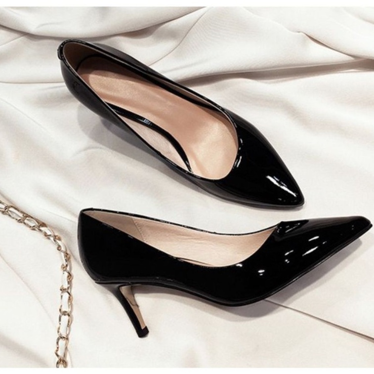 Giày sandal cao gót LTS79 cao 8 phân mũi vuông gắn nơ 2 màu đen, trắng thanh lịch quí phái,phù hợp đi tiệc,đi chơi.