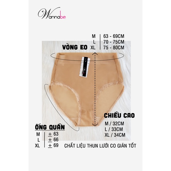 Quần lót thun cao cấp Wannabe QLT06 lưng cao nâng bụng đinh hình tôn dáng