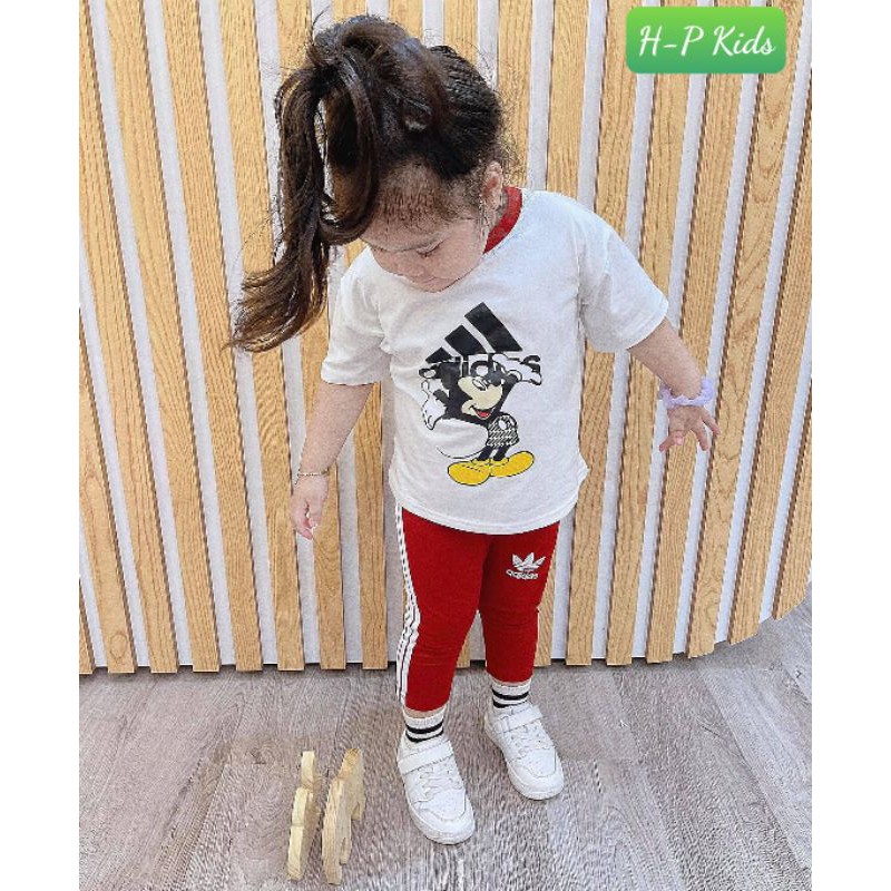 Sét bộ bé gái áo thun cộc tay quần dài 3 sọc chất lừ