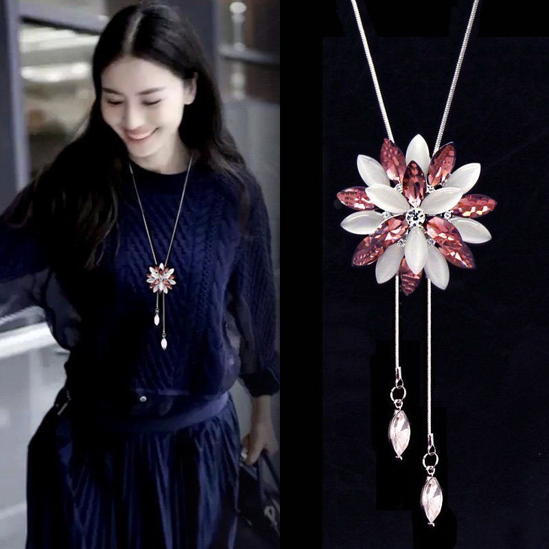 Vòng cổ dài ETRENDY mặt hình hoa hướng dương phong cách cổ điển thời trang cho nữ