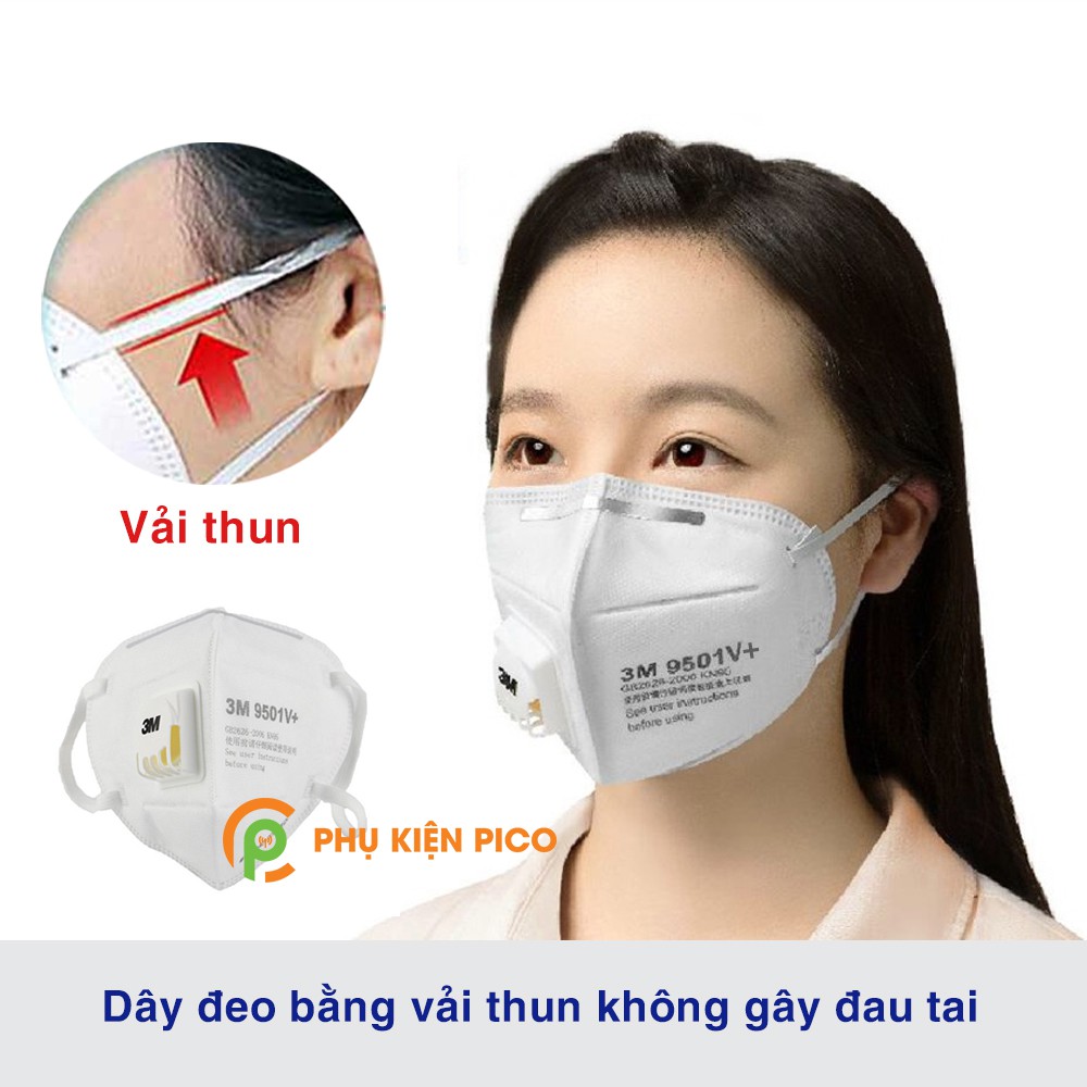 Khẩu trang 3M 9501V+ Chống bụi siêu mịn 2.5PM (1 cái) - Khẩu trang chuẩn KN95 siêu kín bảo vệ an toàn sức khỏe