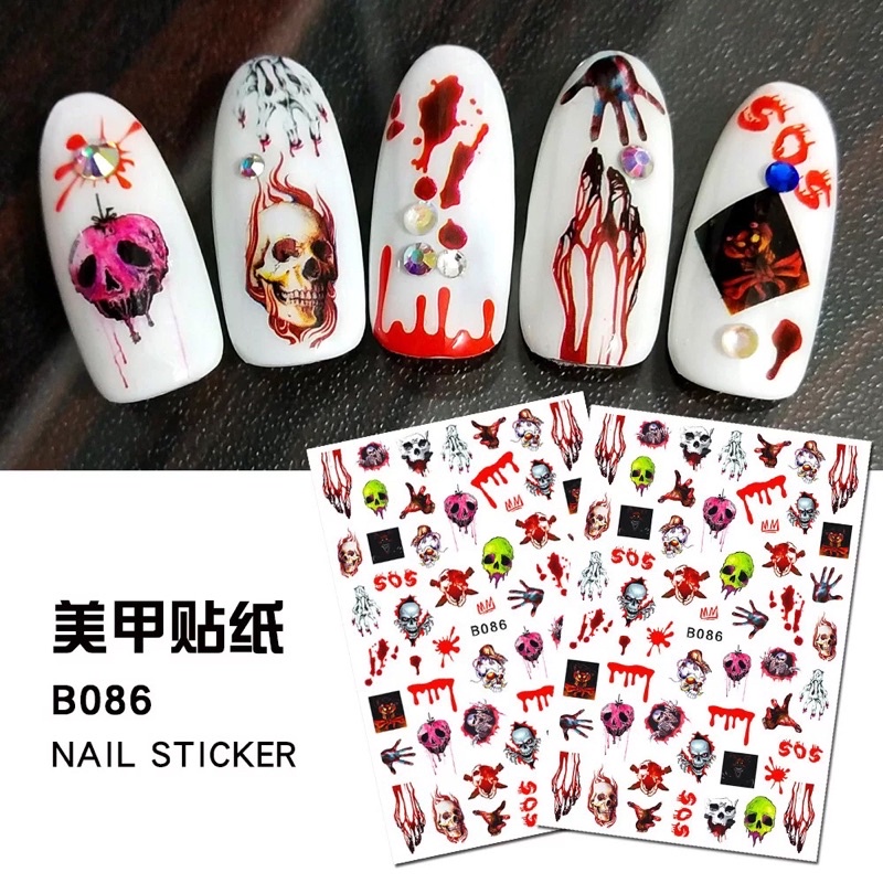 sticker halloween 3d dán móng tay nail