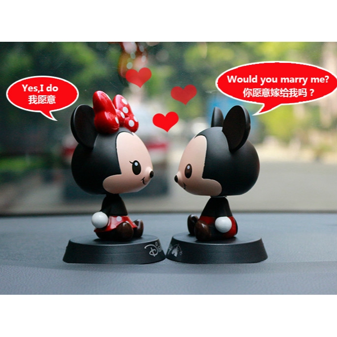 Mô Hình Chuột Mickey Minnie Lắc Đầu Trang Trí Xe Hơi