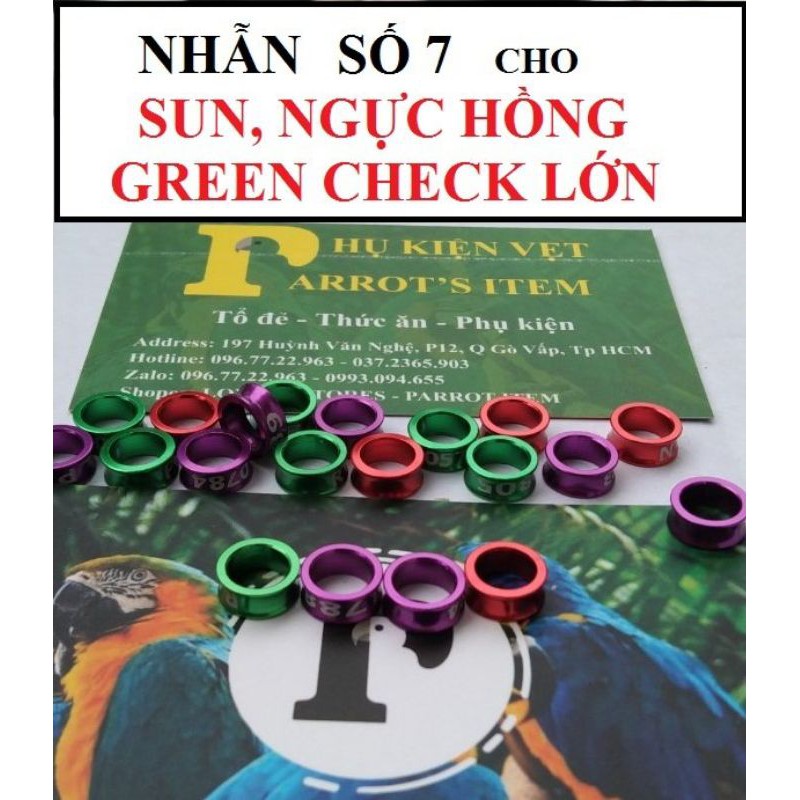 NHẪN CAO CẤP CHO YẾN VÀ CÁC DÒNG VẸT(nhiều màu sắc)