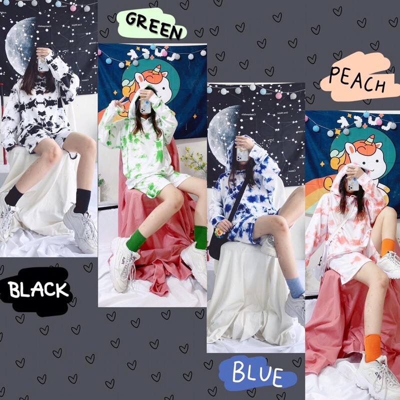 Set Hoodie Loang Màu Tay Dài Ảnh Thật