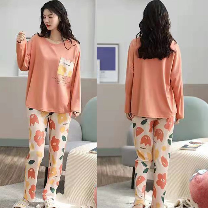 Bộ Đồ Ngủ Gồm Áo Tay Dài Và Quần Dài Chất Liệu Mềm Mại Cho Nữ