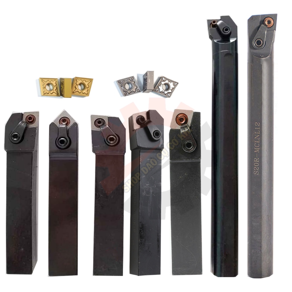 Cán dao chạy ngoài, móc lỗ lắp mảnh chíp CN12/CNMG12 đầy đủ hướng và kích thước