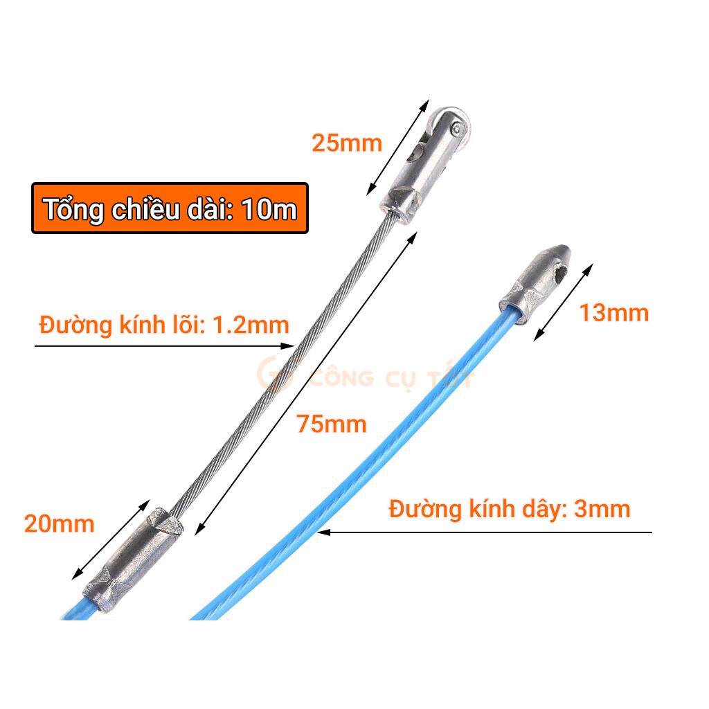 Dây mồi luồn ống lõi thép 1.2ly màu xanh đầu bánh xe