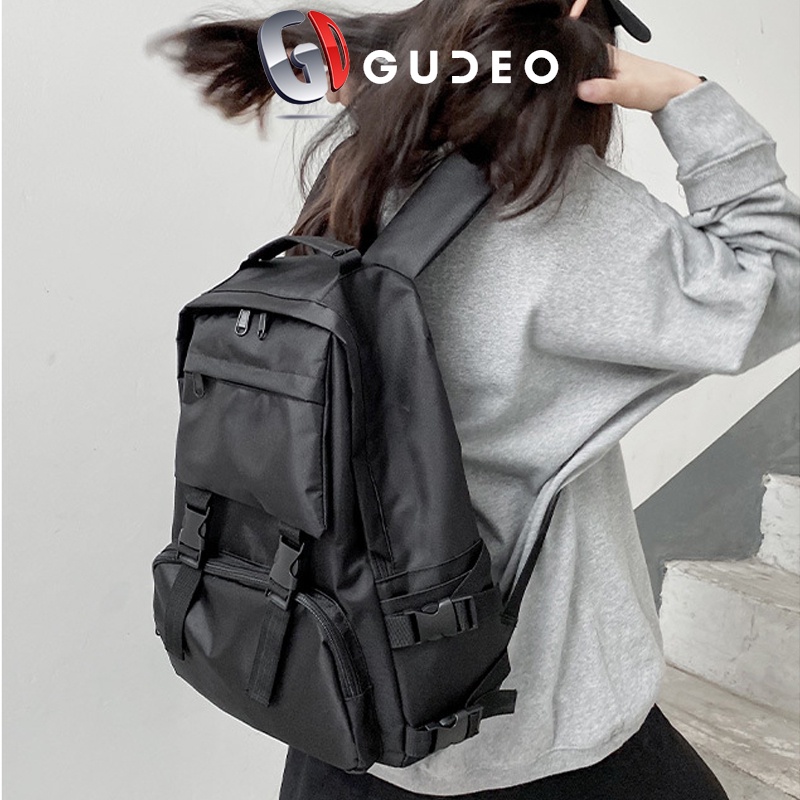 Balo Unisex Black Basic Balo nam Balo nữ - Nhiều Ngăn Tiện Dụng - GUDEO Shop