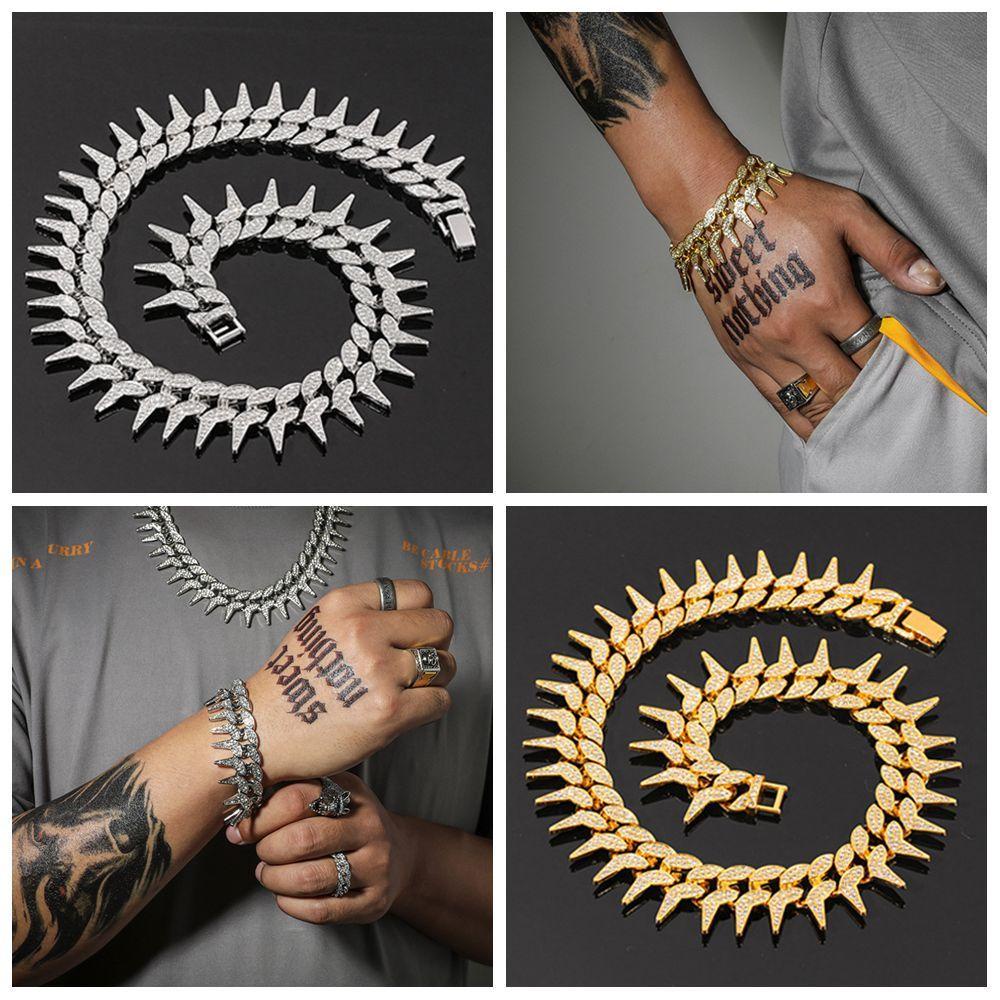 BSUNS Toàn Bộ Vòng Tay Đính Đá Lấp Lánh Phong Cách Hip Hop Đường Kính 15mm