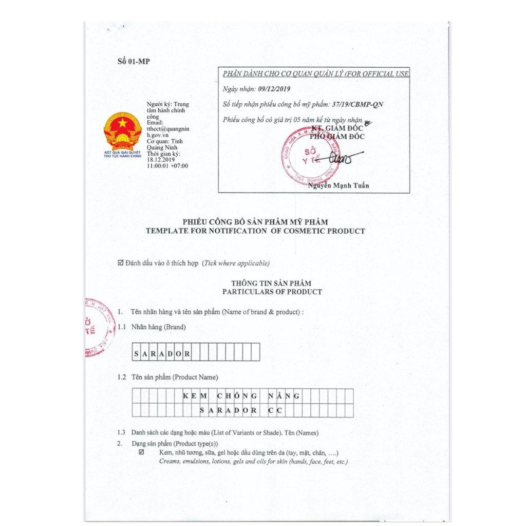 Kem Chống Nắng 💝[Mã HVHA80K giảm 80K]💝 Kem Chống Nắng Tia Cực Tím Sarador CC SPF 50 PA++++ - Ngăn Chặn Tia UVA/UVB/ HEV | BigBuy360 - bigbuy360.vn