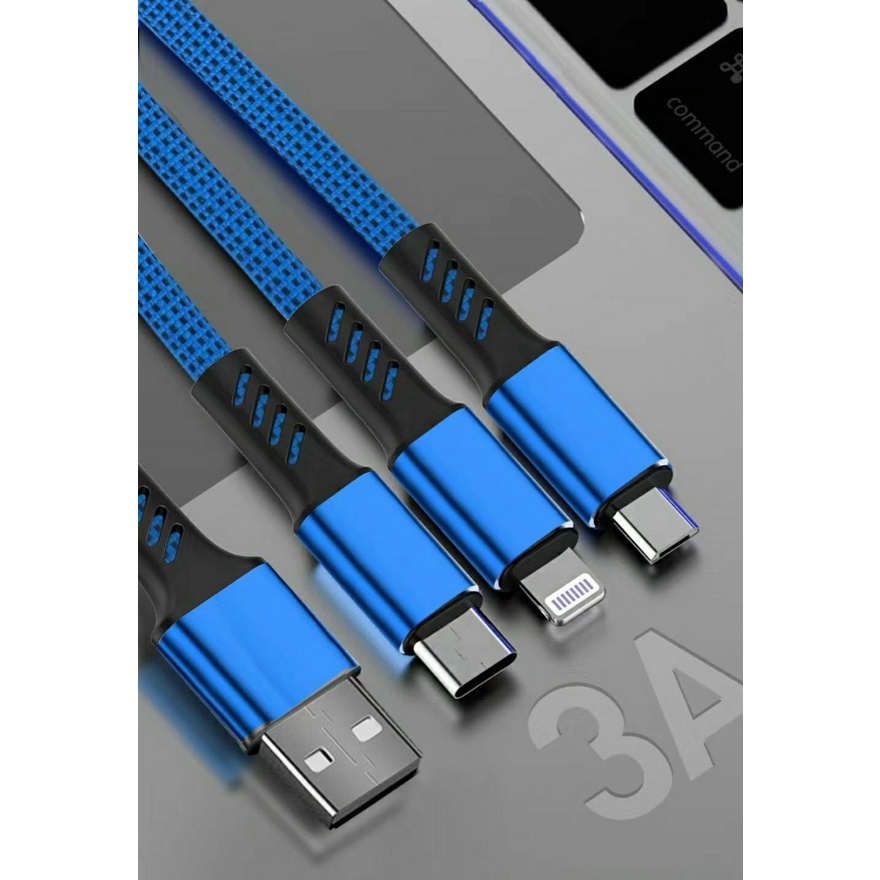 Cáp sạc Rapid tích hợp 3 đầu kết nối IP,micro,type C hỗ trợ sạc nhanh IP6,7,8,x,xs,11(Bảo hành 3 tháng 1 đổi 1)