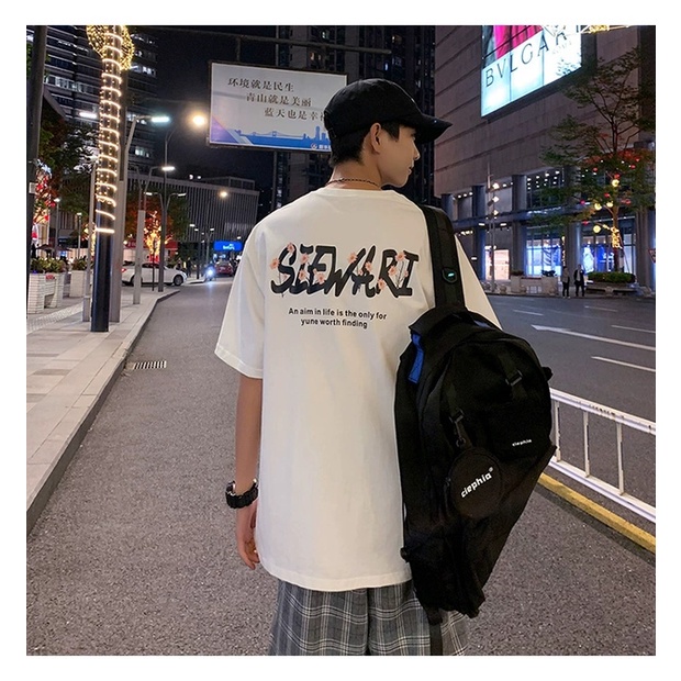 Áo thun unisex, áo phông tay lỡ from rộng chất liệu cotton mát in hình chữ SIEWARI