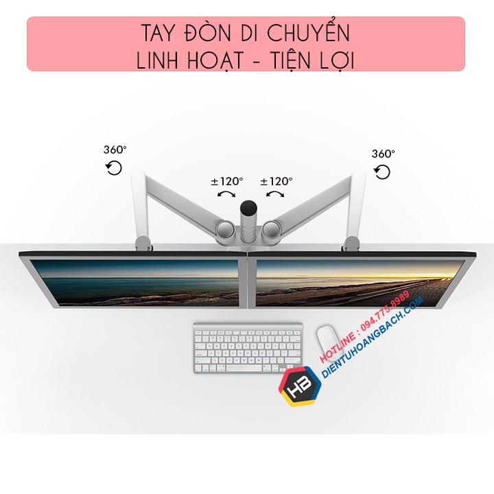 GIÁ TREO HAI MÀN HÌNH OA 4S 17 - 27 INCH [HỢP KIM NHÔM CAO CẤP HƠN TAY TREO MÀN HÌNH NB H160 - NB H180 - NB F160]