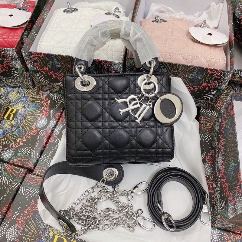 Túi xách nữ di o lady size 18 vừa điện thoại xách tay có dây da đeo chéo
