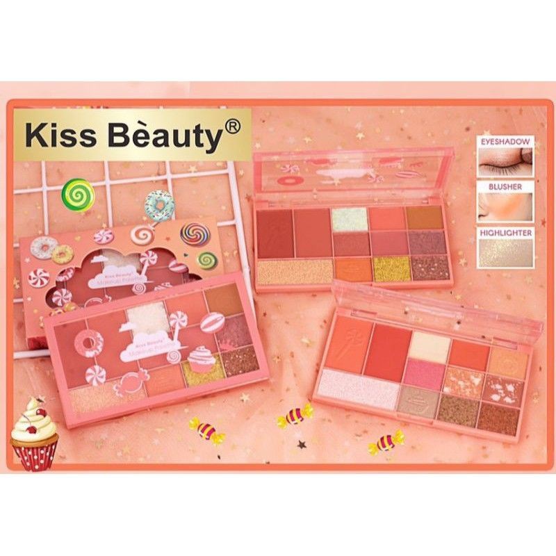 Phấn mắt 12 ô palatte có 2 ô má hồng cỡ lớn kiss beauty