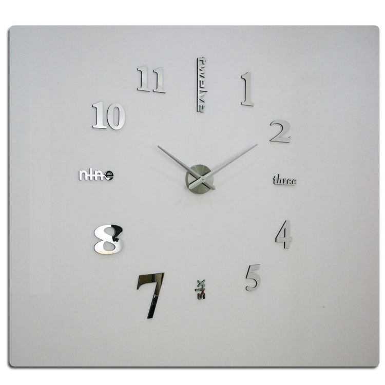 Đồng hồ dán tường 3D size lớn 1m2 phủ gương bóng acrylic A370