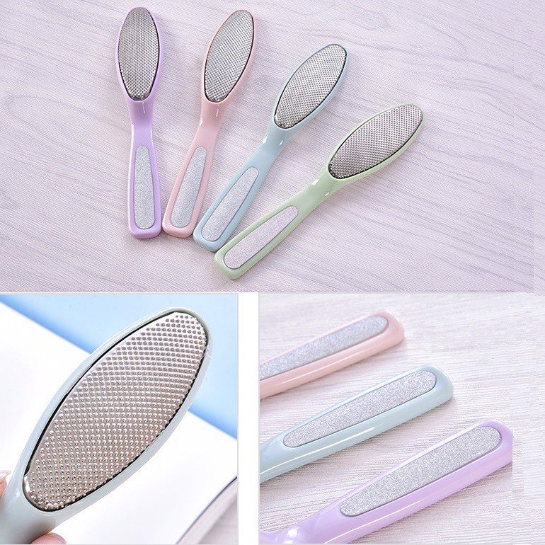 [Gót hồng mềm mại] Dụng cụ chà gót chân mặt inox loại bỏ tế bào da chết, khô ráp 2in1 (2 mặt: chà nhám + chà kim loại)