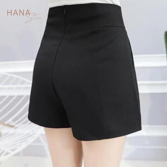 Quần short nữ lưng cao khóa sau 2 túi chéo - Quần sooc nữ cạp cao chất vải tuyết mưa đẹp - 3 màu TRẮNG - ĐEN - KEM