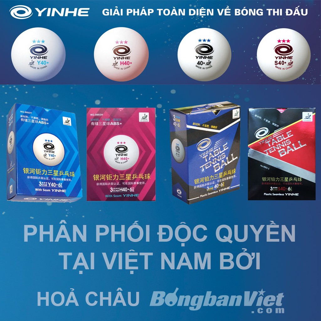 Quả Bóng Bàn YINHE Hồng H40+ 3 Sao ABS 6 quả/1 Hộp Bóng Thi Đấu