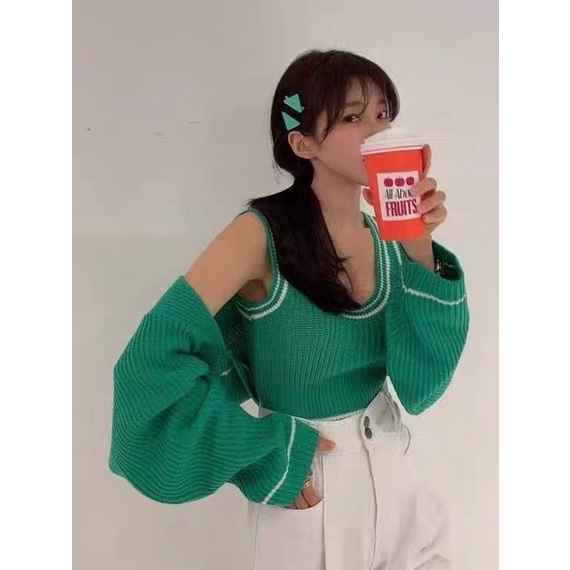 Set Áo Khoác Set Áo 2 Dây Áo Khoác Dệt Kim Set Áo Cadigan Kẻ Phối Áo Ba Lỗ Phong Cách Cá Tính Phù Hợp Đi Chơi Ak1381