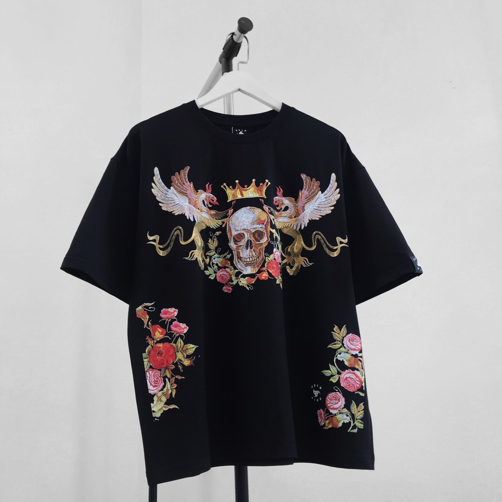 Áo thun in hình đầu lâu Floral Skull, áo phông T shirt ngắn tay nam nữ unisex, Odin Clothing