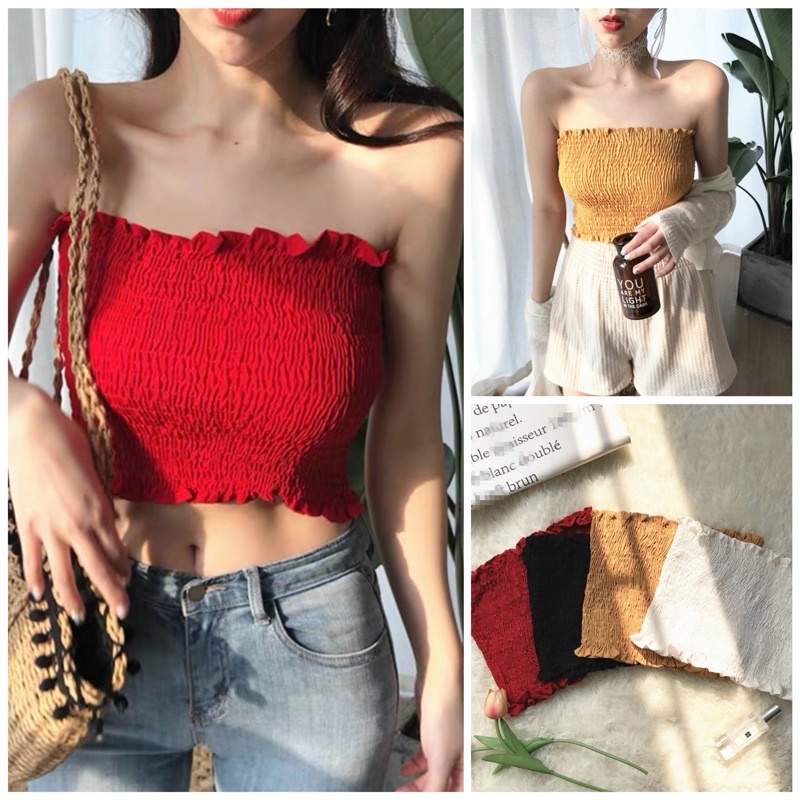 Áo ống nhún trơn croptop ôm dáng dễ phối đồ thời trang mùa hè