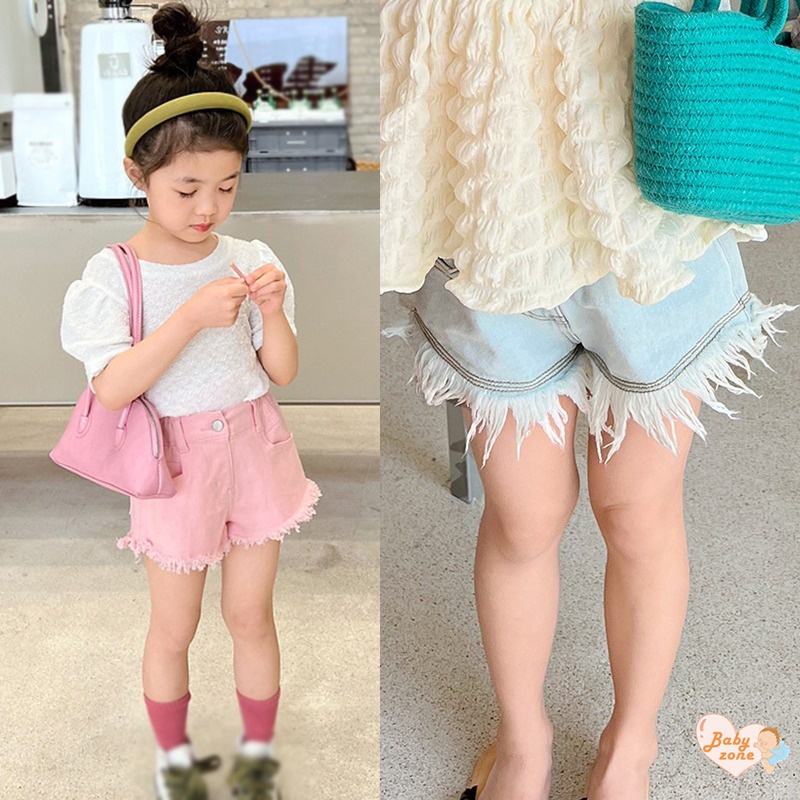 Quần Short Jean Ống Rộng Màu Sắc Ngọt Ngào Cho Bé 3-8 Tuổi
