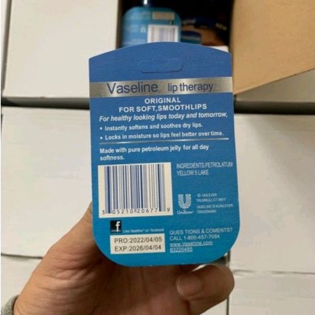 Dưỡng nẻ môi Vaseline 7g hàng đẹp