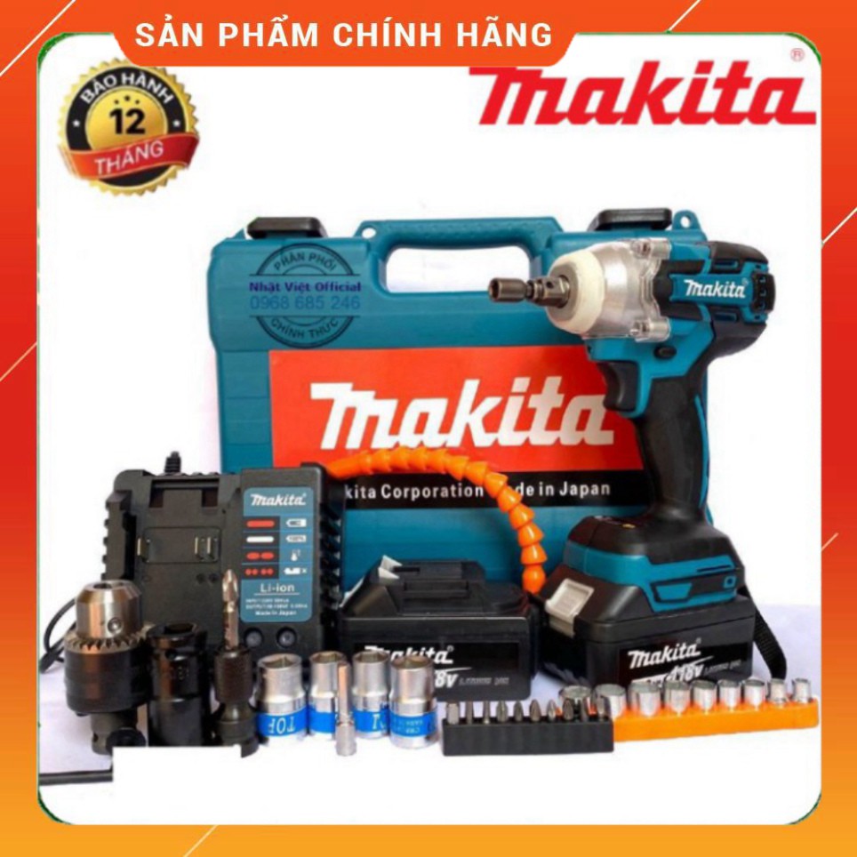 Máy siết bulong không chổi than Makita 118V xiết bu lông pin 10 cell bắn vít bắn tôn .