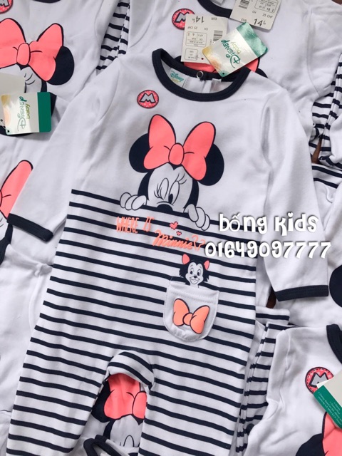 Body Liền Thân Bé Gái Minnie Kẻ Ngang