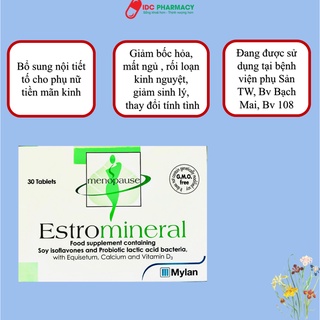 Bổ sung nội tiết tố nữ, chống lão hóa da, Viên uống tăng cường Estrogen đậu nành cho phụ nữ tiền mãn kinh - ESTROMINERAL