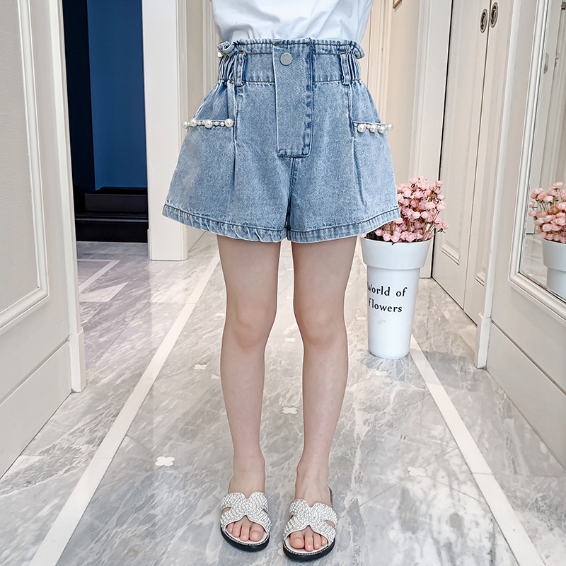 Quần short jeans Đính Hạt Thời Trang Cho Bé Từ 3-7 Tuổi