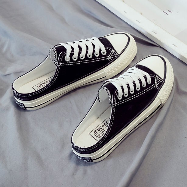 Giày thể thao canvas hở gót phong cách Hàn Quốc thời trang 2021 cho nam